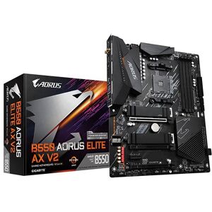 Gigabyte AORUS Elite  B550 Brett AX V2 AMD Ryzen 5000/B550/ATX/True 12+2 Phases Digital VRM/PCIe4.0/DDR4/USB3.2 Gen 1/Realtek ALC1200/Intel WiFi 6/2xM.2 Thermal Guard/2.5 GbE LAN/HDMI/DP