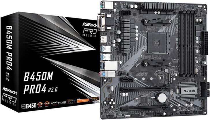 ASRock a0049156 placa base am4 b450m pro4 r2.0 componentes