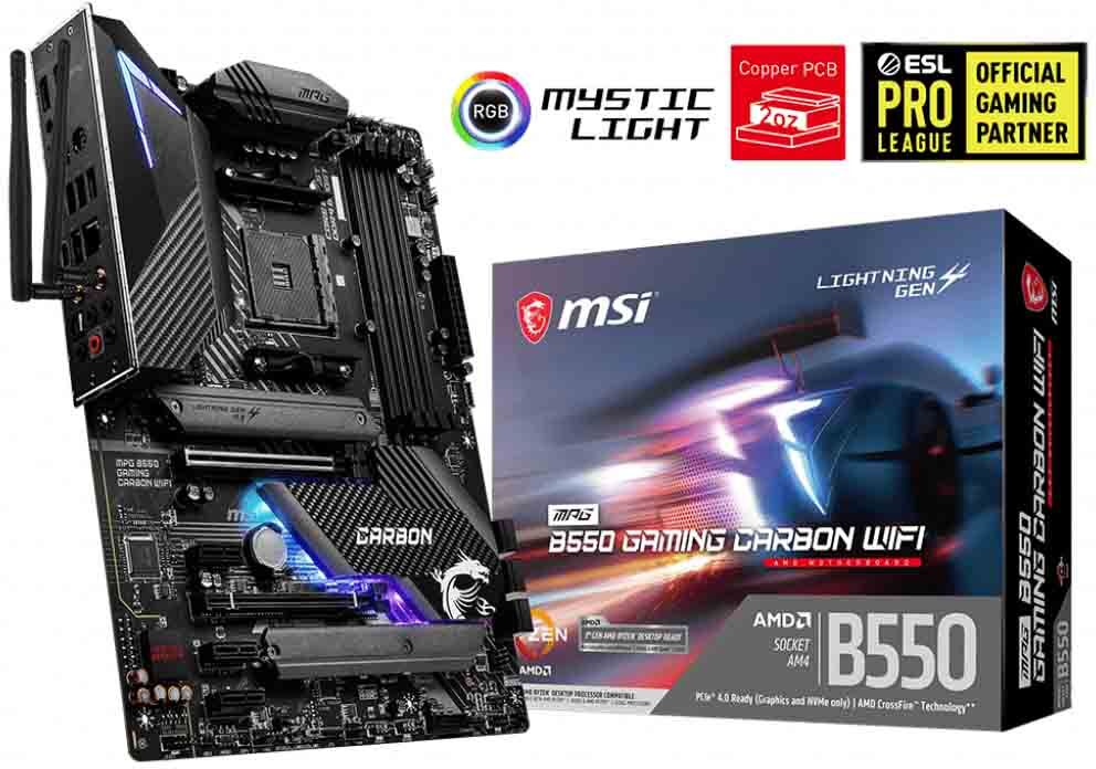 MSI MPG B550 Gaming Carbon WiFi AM4 ATX emolevy