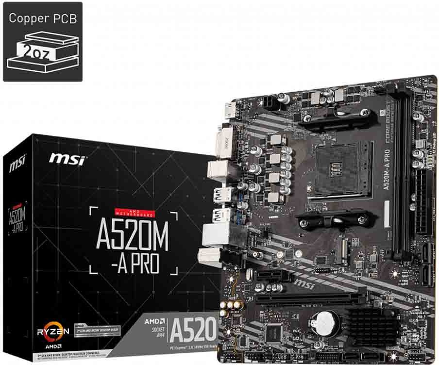 MSI A520M-A Pro AM4 mATX emolevy