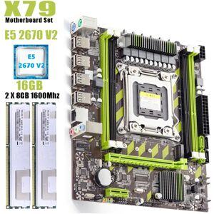 Wovibo Ensemble de carte mère d'ordinateur pour serveur de jeu  X79  2670v2  Xeon  E5  2670  V2  CPU  Max