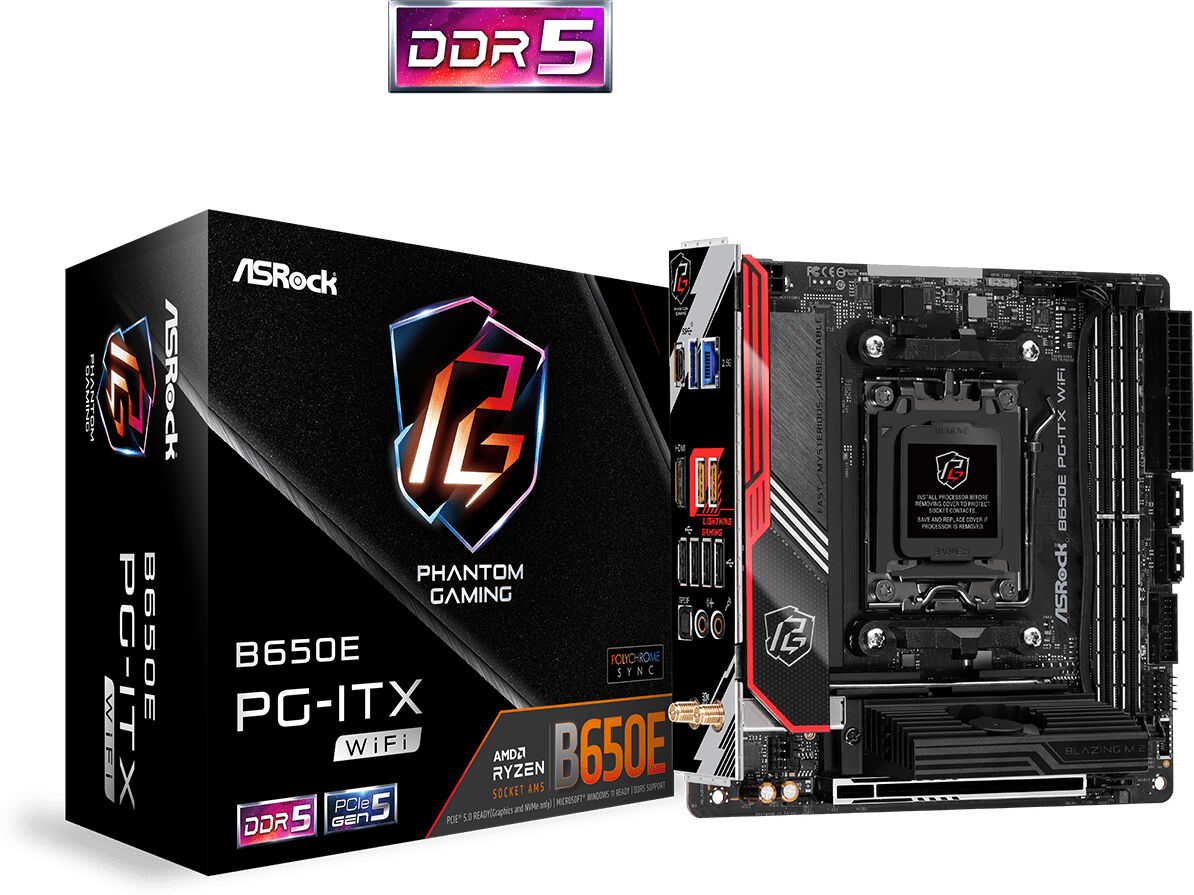 ASRock Scheda madre  B650E PG-ITX WiFi AMD B650 Presa di corrente AM5 mini ITX