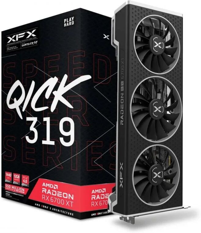 Pine XFX speedster qick 319 amd radeon rx 6700 xt black 12gb gddr6