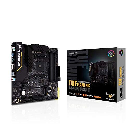 TUF GAMING B450M-PRO II Asus  moderkortsuttag AM4 (mATX, AMD Ryzen, DDR4-minne, 2 x M.2, USB 3.1 Gen2, Aura Sync, Ai brusreducerande mikrofon)