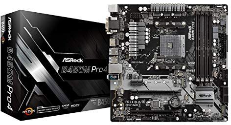 B450M PRO4 MB ASRock  AMD Sockel AM4, Micro/Mini/Flex-ATX, Svart