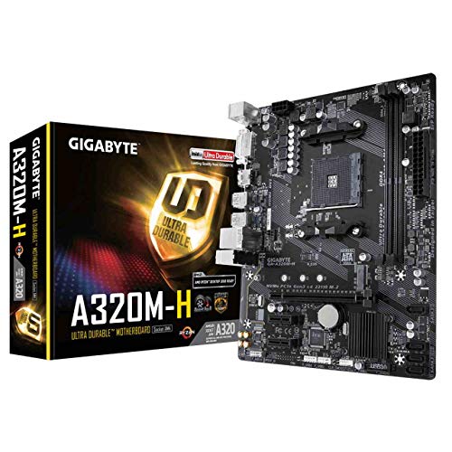 GA-A320M-H Gigabyte  moderkort (bas AM4/A320/DDR4/S-ATA 600/Micro ATX), svart