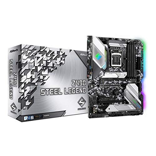 Z490 Steel Legend Asrock Z490 stållegend Intel Z490 ATX moderkort, 1200 uttag, 4 DDR4, CrossFireX, HDMI, Displayport, 2.5G LAN, RGB belysning, M.2