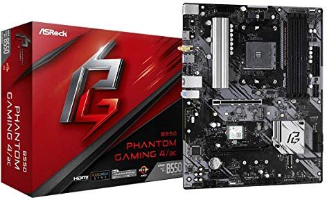 B550 PHANTOM GAMING 4 AC ASRock  Moderkort, AMD4 Ryzen, PCIe 4.4, Svart