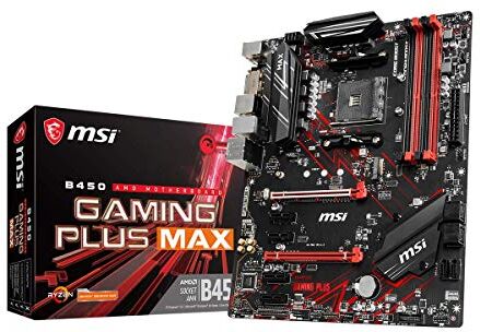 7B86-016R MSI B450 GAMING PLUS MAX moderkort ATX, AM4, DDR4, LAN, USB 3.2 Gen2, M.2, MYSTIC Light Sync, HDMI, DVI-D, AMD RYZEN 1, andra och tredje genredo