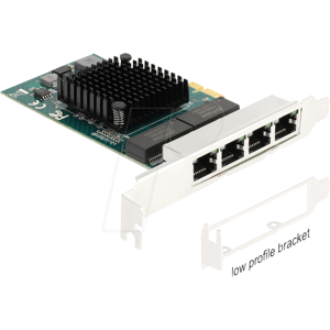 DELOCK 88207 - Netzwerkkarte, PCIe, Gigabit Ethernet, 4x RJ45