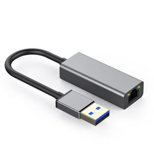NÖRDIC USB A 3.1 til Giga Ethernet netværk adapter 17cm plads grå aluminium