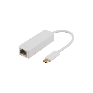 DELTACO USBC-GIGA1 - Netværksadapter - USB-C 3.1 - Gigabit Ethernet - hvid