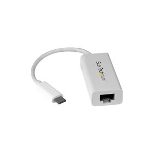 StarTech.com USB C to Gigabit Ethernet Adapter - White - USB 3.1 to RJ45 LAN Network Adapter - USB Type C to Ethernet (US1GC30W) - Netværksadapter - USB-C - Gigabit Ethernet - hvid