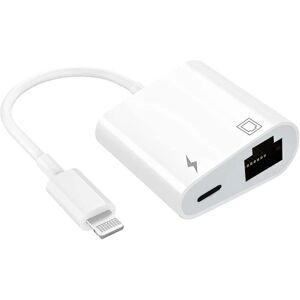 Lightning til Ethernet-adapter, kompatibel 2 i 1 Ethernet LAN-netværksadapter med opladningsport