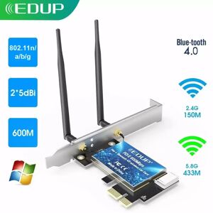 EDUP – carte réseau wi-fi PCI Express 600 GHz/5GHz  2.4 mb/s  LAN  sans fil  avec connecteur bleu
