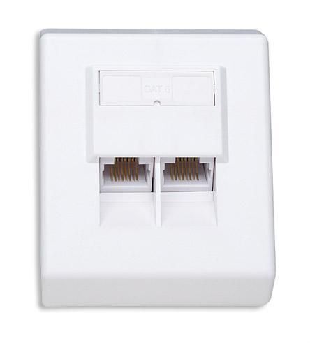 Intellinet Presa a Muro RJ45 Cat.6 Esterna 2 Porte UTP Bianco