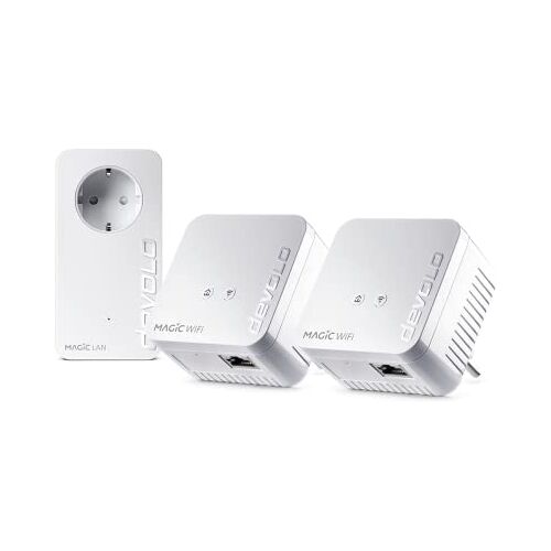 Devolo Magic netwerkadapter 1 WiFi Mini Multiroom Kit (2 x Magic 1 WiFi Mini, 1 x Magic 2 Lan), Ethernet, Powerline, 1200 MB/s, wit