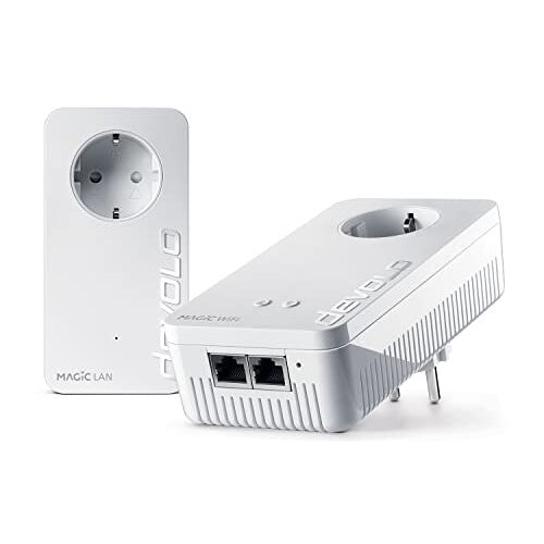 Devolo 8823 Magic 2 WiFi 6 Starter Kit, WiFi powerline adapter tot 2.400 Mbps, mesh WiFi-aansluiting, 2X Gigabit LAN, access point, dLAN 2.0, wit
