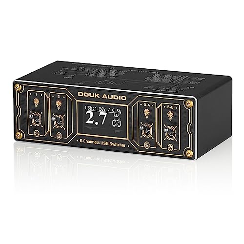 Douk Audio Mini 6-poorts USB-oplader HUB Mini USB Power Splitter 25W Desktop USB Docking Station (USB Docking Station)