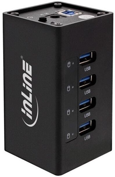 Inline 4 poorts USB hub 2,5A Zwart