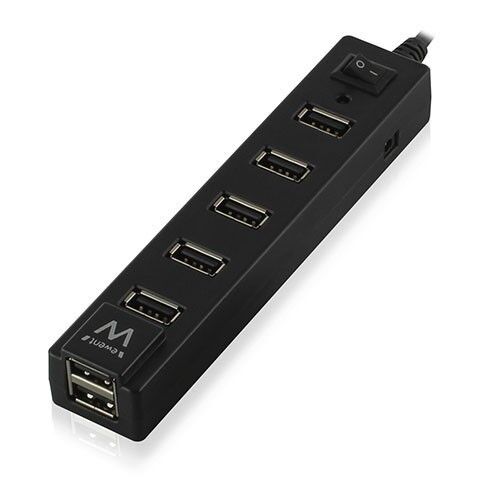 Ewent EW1130 7-Poorts USB 2.0 HUB Aan/Uit Knop - Zwart