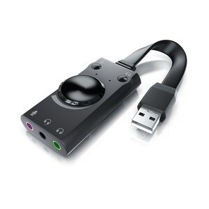 CSL USB-Soundkarte Surround Sound, mini externe USB Soundkarte mit Lautstärkenregelung