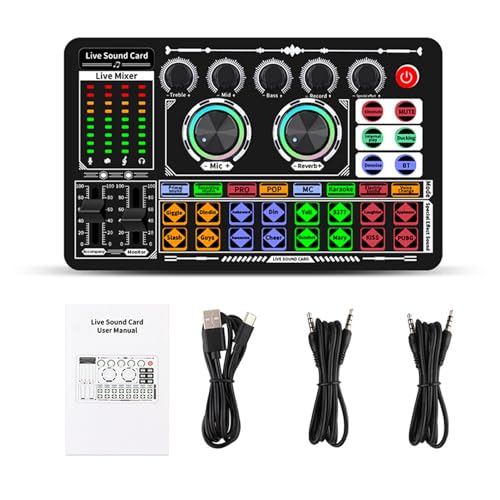 eexuujkl ABS Geluidskaart Geluidsmixer Geluidskaart Live geluidskaart Live Mixer Ruisonderdrukking Mixers voor computer Smartphone Tablet