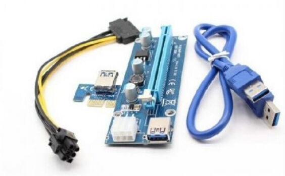 Qoltec 55501 - Riser PCi-E 1x - 16x / USB 3.0 / SATA/ PCI-E 6pin