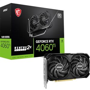 MSI GeForce RTX 4060 Ti Ventus 2X Black 16G OC Grafikkarte -NVIDIA RTX 4060 Ti, 16GB GDDR6 Speicher, 18Gbps, PCIe 4.0, DLSS3