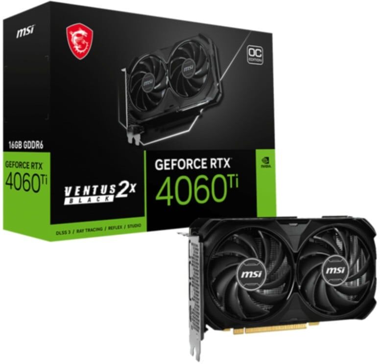 MSI Grafikkarte "GEFORCE RTX 4060 TI VENTUS 2X BLACK 16G OC" Grafikkarten eh13 Grafikkarten