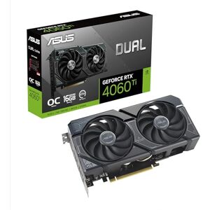 Asus DUAL NVIDIA GeForce RTX 4060 Ti OC Edition – Carte graphique (16GB GDDR6X, PCIe 4.0, DLSS 3, HDMI 2.1a, DisplayPort 1.4a, 2.5-slot, Ventilateurs axiaux à double roulement à billes, 0dB) - Publicité