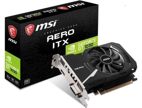 MSI Placa Gráfica GeForce GT 1030 Aero ITX (NVIDIA - 2 GB DDR4)