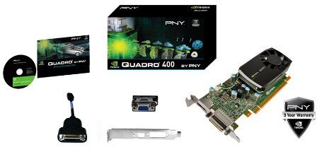 Packard Bell PNY nVidia Quadro 400 64 bit DDR3 DVI displayportfäste PCI-E Retail 512 MB grafiskt kort