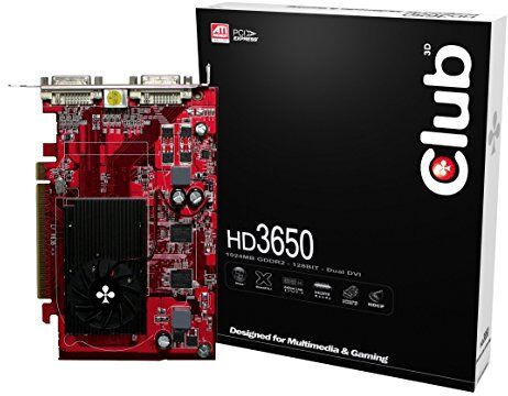 CGAX-36524DDY Club 3D ATI Radeon HD3650 grafikkort (PCI-Express, 1 GB GDDR2-minne, Dual DVI, 1 GPU)