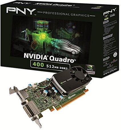 VCQ400BLK-1 PNY nVidia Quadro 400 64 bitars DDR3 DVI Displayport och LP-konsol PCI-E detaljhandels512 MB grafiskt kort