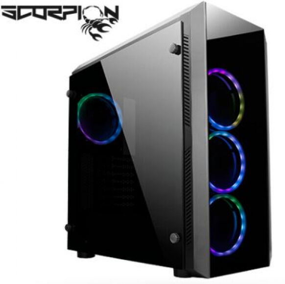 Chieftec GL-02B-OP - Scorpion II Midi-Tower RGB / Tempered Glass