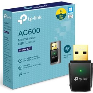 TP-Link AC600 Wireless Dual Band USB Adapter for PC, Desktop, Laptop and Tablet (Supports Windows XP/7/8/8.1/10/11, OS X (10.7–10.13), USB 2.0 (Archer T2U)