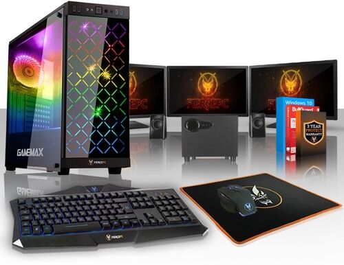 FIERCE Pack Gaming FIERCE Cheetah - 499484 (Desktop Gaming + 3 Monitores 24'' + Altavoces 2.1)