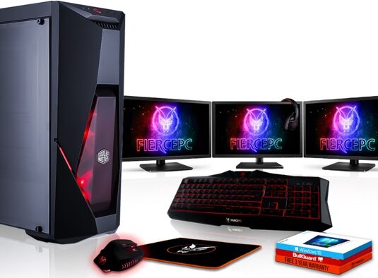 FIERCE Pack Gaming FIERCE Cobra - 883188 (Desktop Gaming + 3 Monitores 21.5'' + HeadSet Gaming)