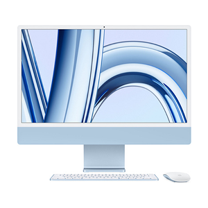 Apple iMac 24" ecran retina 4,5K 256Go SSD 8Go RAM Puce M3 CPU 8 coeurs GPU 8 coeurs Bleu Nouveau - Publicité