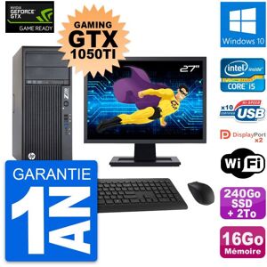 PC HP Z230 Ecran 27" Gaming GTX 1050Ti i5-4570 RAM 16Go 240Go SSD + 2To HDD W10 - Publicité