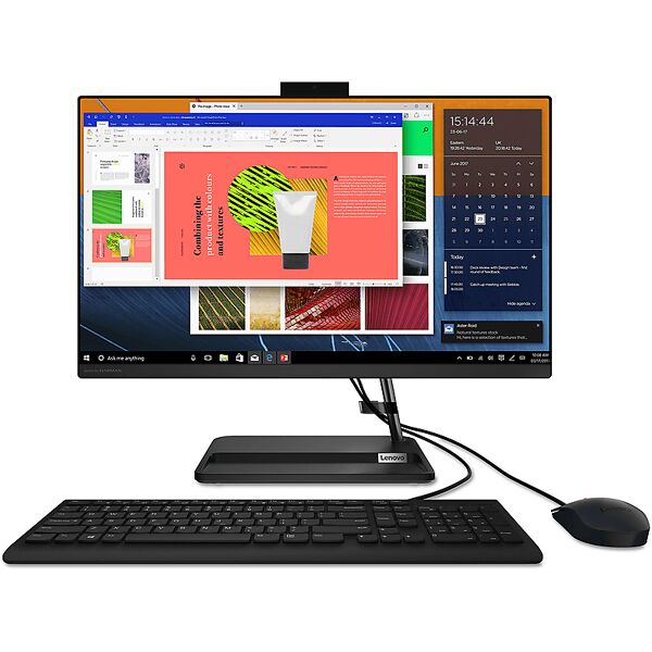 lenovo ideacentre aio 3 24iap7 aio, 23,8 pollici, intel® core i3 1220p, 8 gb, nero