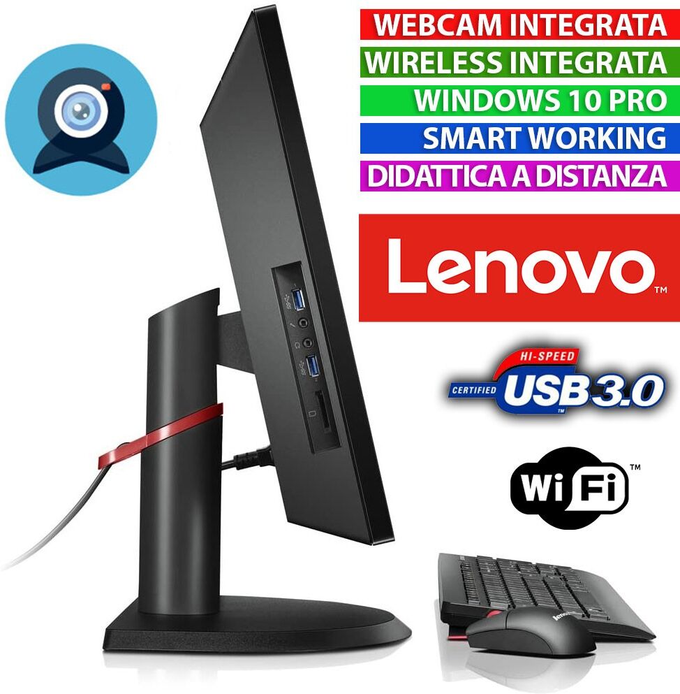 Lenovo PC COMPUTER ALL IN ONE M73Z 20" WEBCAM CORE I3 500GB RAM 4GB WI-FI WIN 10