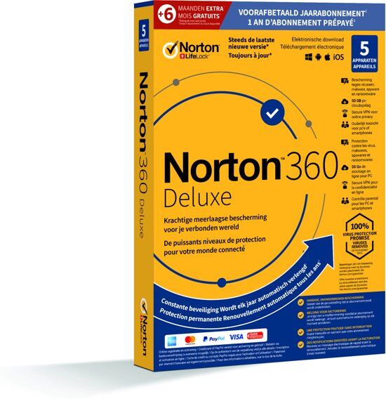 Symantec Norton 360 Deluxe (12 Maanden, 5 Apparaten)