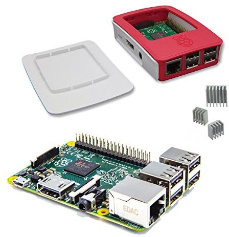 SKU01705_DE Raspberry officiella fodral för Raspberry Pi 2 modell B+ (vit och röd) Case with RPI 3