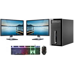 HP REFURBISHED CompuZone Dual 22" Screen Gaming PC Bundle i3 240GB SSD GT 1030 Win 10