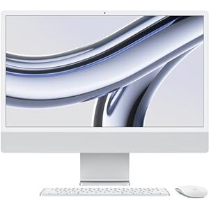 Apple 2023 iMac all-in-one desktop computer with M3 chip: 8-core CPU, 8-core GPU, 24-inch 4.5K Retina display, 8GB unified memory, 256GB SSD storage, matching accessories. Works with iPhone; Silver