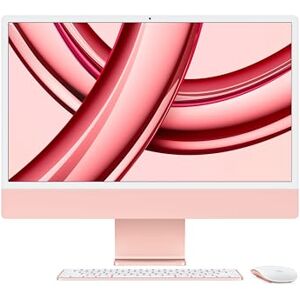 Apple 2023 iMac all-in-one desktop computer with M3 chip: 8-core CPU, 8-core GPU, 24-inch 4.5K Retina display, 8GB unified memory, 256GB SSD storage, matching accessories. Works with iPhone; Pink