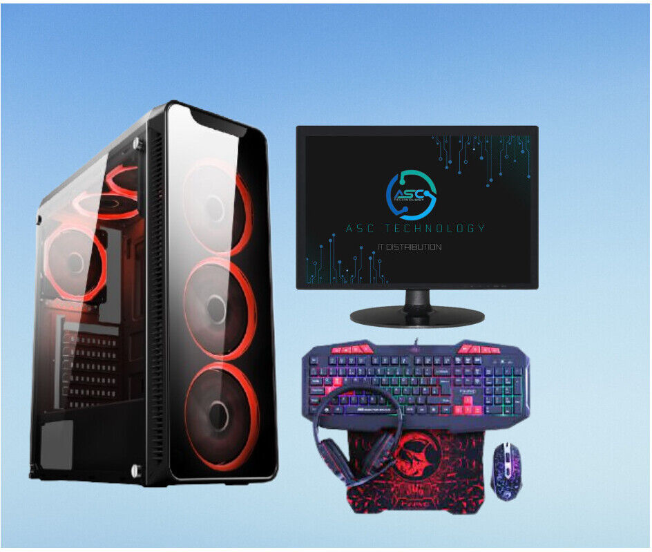 Asc Technology (6 Fans Red Case, GT1030) Gaming PC FullSetup Core i5 16GB RAM 1TB GTX1050Ti