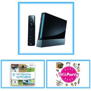 Nintendo Wii black +wii sports+wii party+(brugt, god stand)